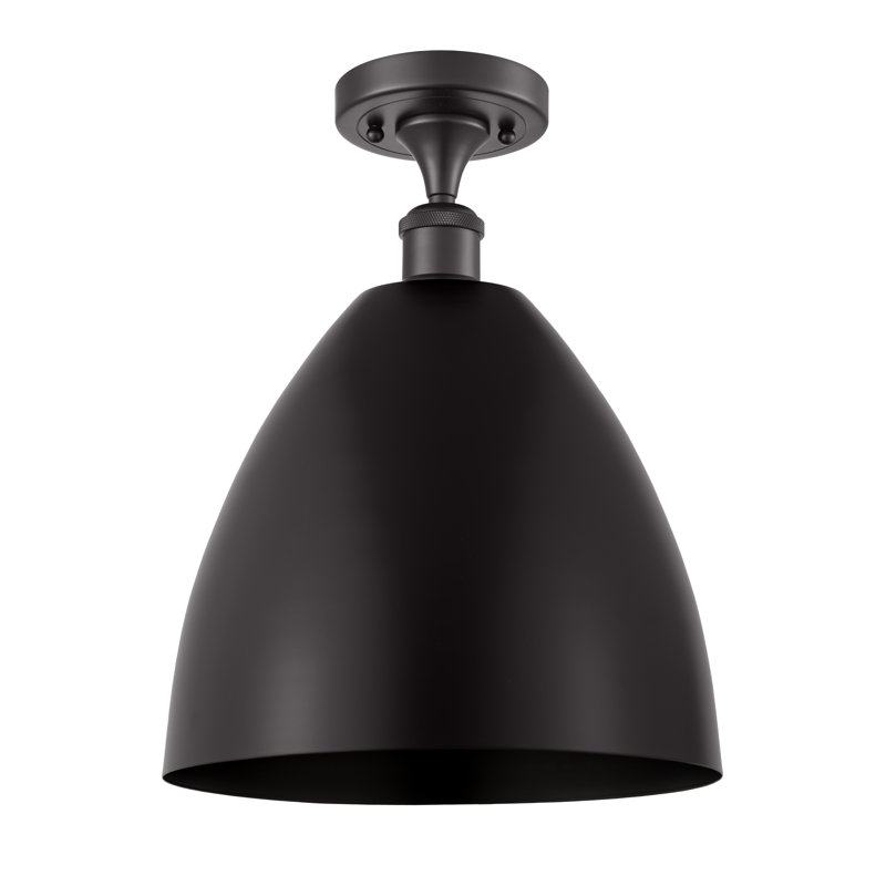 Plafonnier semi-encastré 1 lumière, Noir mat, H 14,75 po x l 12 po x P 12 po, Ampoule non incluse
