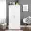 Armoire-penderie de 65 po de hauteur Bucholz, armoire de rangement avec rail de suspension et tablettes pour le salon, la cuisine et la salle de lavage, P 24,5 po x l 32 po x H 65 po, blanc-960273296-1030462444
