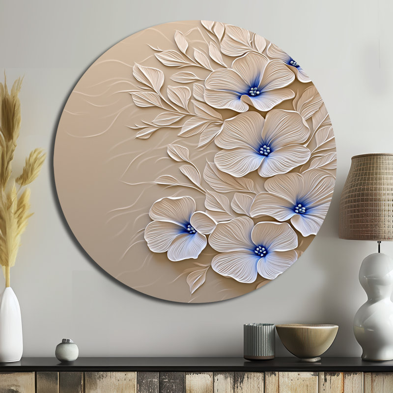 Beige pétunias floraux - art mural éclectique moderne, art mural imprimé bleu, H 23 po x l 23 po