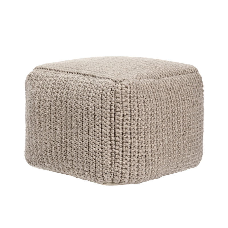 Prism 18" Wide Handwoven Square Pouf, Natural