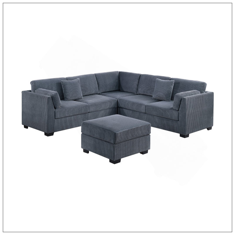 Ensemble de canapé modulaire 4 pièces L-Sectional RAF / LAF, Gris foncé