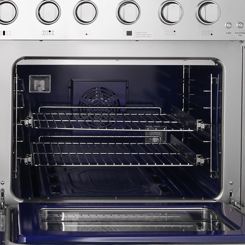 Cosmo 48 in. Lumin Collection 6.7 cu. ft. Double Oven Dual Fuel Range with 6 Sealed Burners, Rapid Convection, Stainless Steel