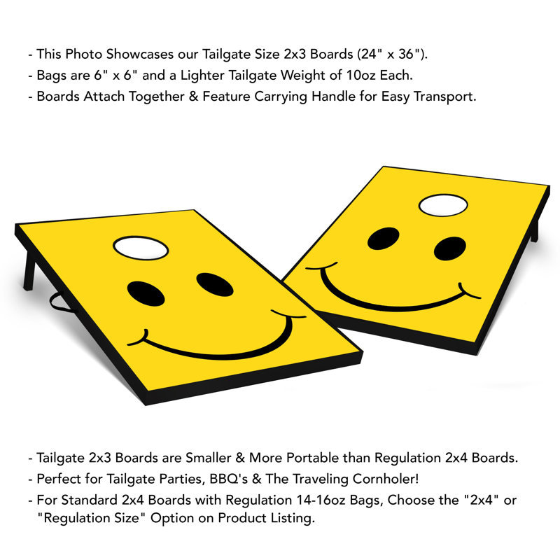 2' X 3' Smiley Tailgate Size Cornhole Set