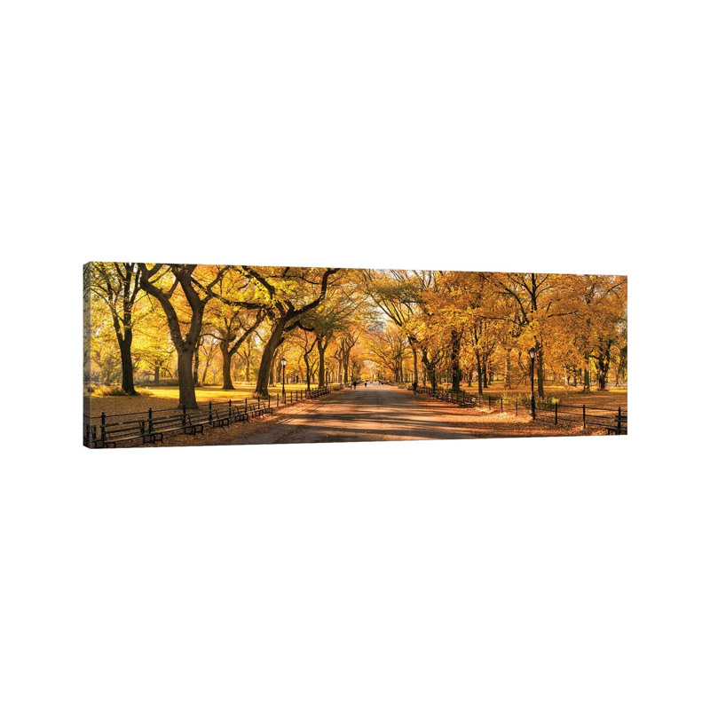 Central Park Panorama In Autumn, New York City, USA by Jan Becke - Wrapped Canvas Panoramic Print