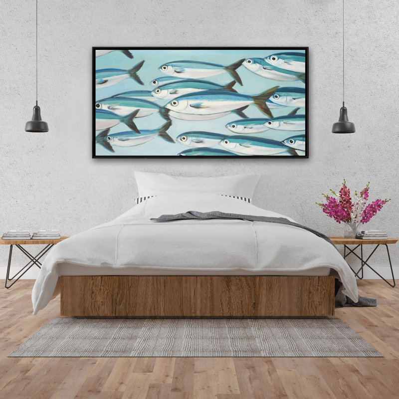 Small fish of caesio caerulaurea - 24"x48" Framed canvas
