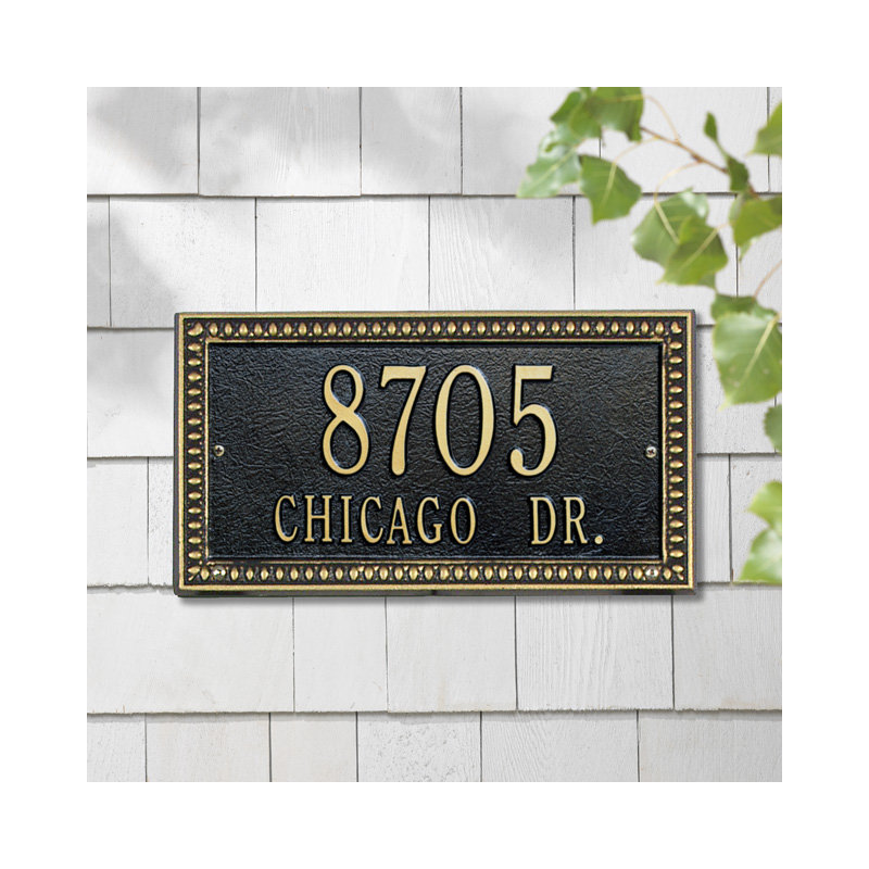 Egg and Dart 2-Line Wall Address Plaque, Bronze and Gold, Yes