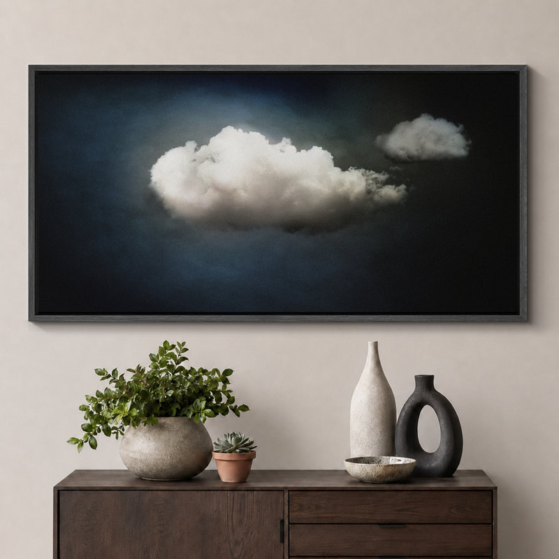 «Clouds Artistic Cloud Vintage Style Antique Retro Fine Art Colorful Room Extra Large Wall Decor», reproduction encadrée