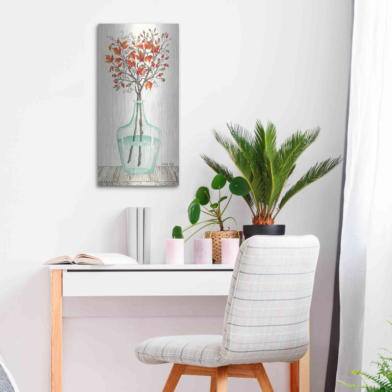 «Fall Blooms» par Cindy Jacobs, art mural en métal, H 24 po x l 12 po