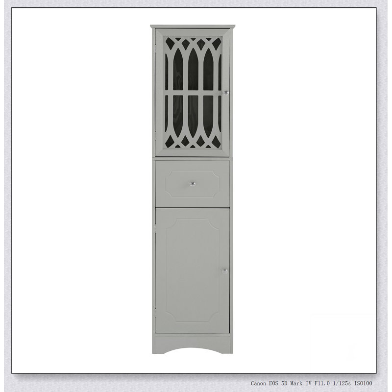 Armoire de rangement séparée pour la salle de bain avec tiroirs, porte en acrylique, Gris