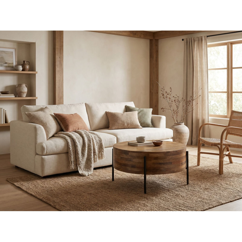 Round Solid Mango Wood Coffee Table