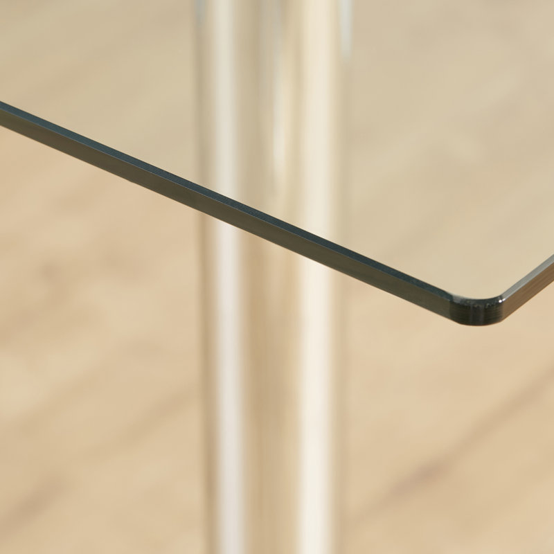 Bauder Glass Top Metal Base Dining Table, Clear Glass