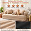Canapé-lit convertible avec console porte-gobelets, causeuse deux places en chenille sans dossier pour salon-357957828