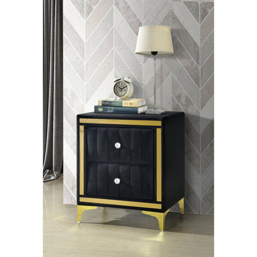 Mercer41 Monique Velvet Nightstand Fully Assembled & Reviews | Wayfair