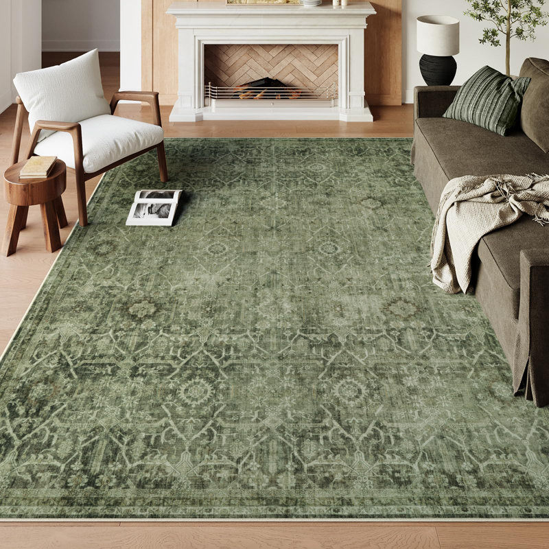 Tapis lavable rétro Tribal Cashmere, Rectangulaire 8 pi x 10 pi