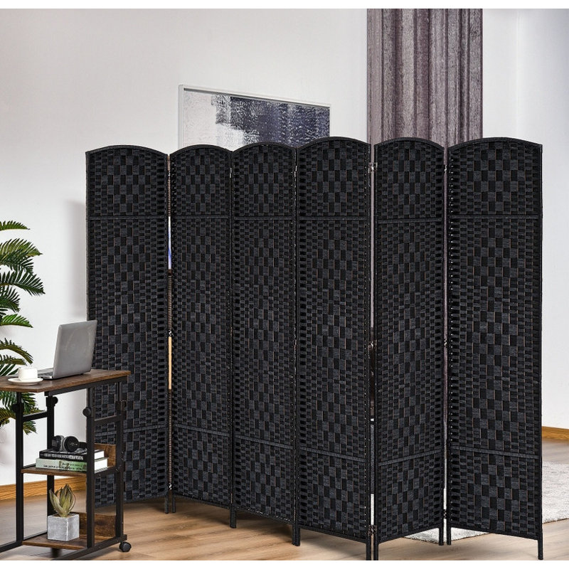 Paravent en osier 6 panneaux de 6 pi de hauteur - Paravent autoportant pour chambre à coucher, salon, bureau à domicile