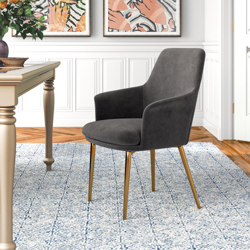 Odetta 18.32'' H Velvet Upholstered Armchair, Dark Gray