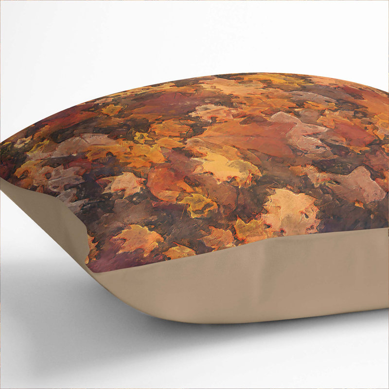 Fallen Leaves Cushion with Filling, Stone, 55cm H x 55cm W x 20cm D