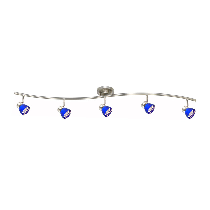 Ensemble d'éclairage sur rail 5 lumières 5 lumières R8000-5l-dbclb, Bleu givré, Argent