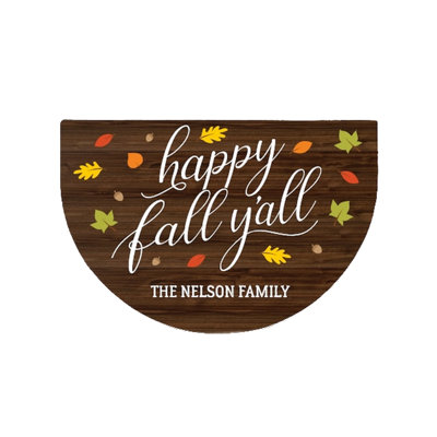 Happy Fall Y'All Personalized Half Round Doormat -  Personalization Mall, 18840