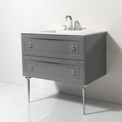 Teme 30.25 " W Single Vanity Bathroom Vanity With Solid Surface Top