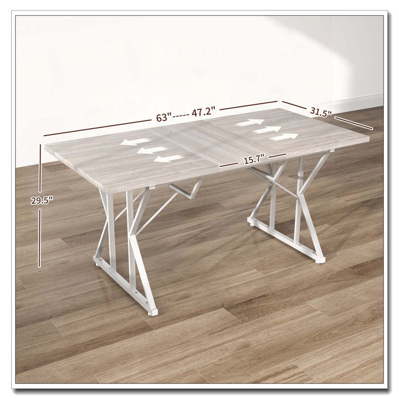 Expandable Table Nordic Style Stable Heavy Duty Solid Base, Grey