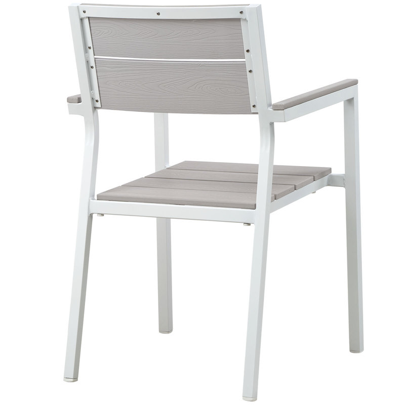 Modern Maine 5-Piece White and Light Gray Aluminum Outdoor Dining Set
