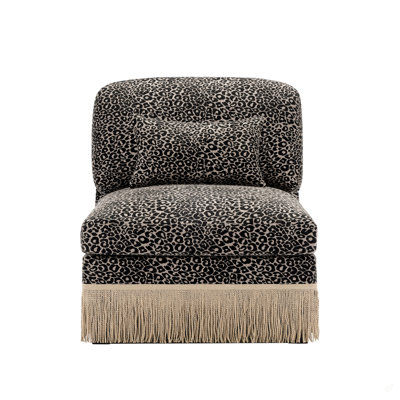 Armless Sofa Chair Leopard Chenille W/1 Pillow
