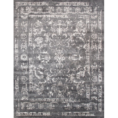 Tapis oriental gris / blanc noué à la main