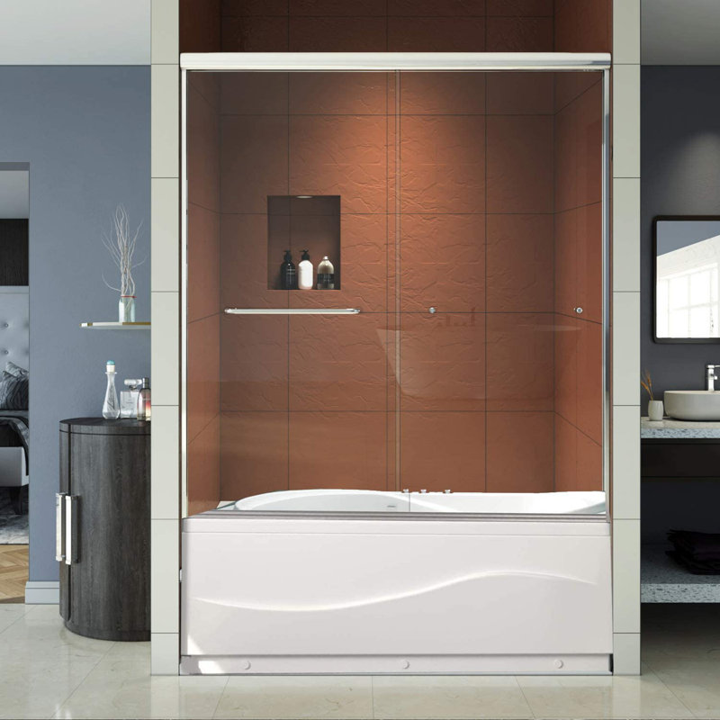 56"-60" W x 57.37" H Semi-Frameless Bypass Tub Door, Chrome