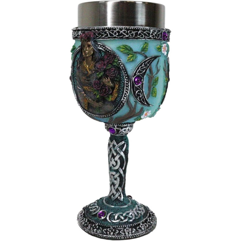 Wicca Triple Moon Goddess Maiden Mother Crone Witchcraft Wine Calice 5 oz