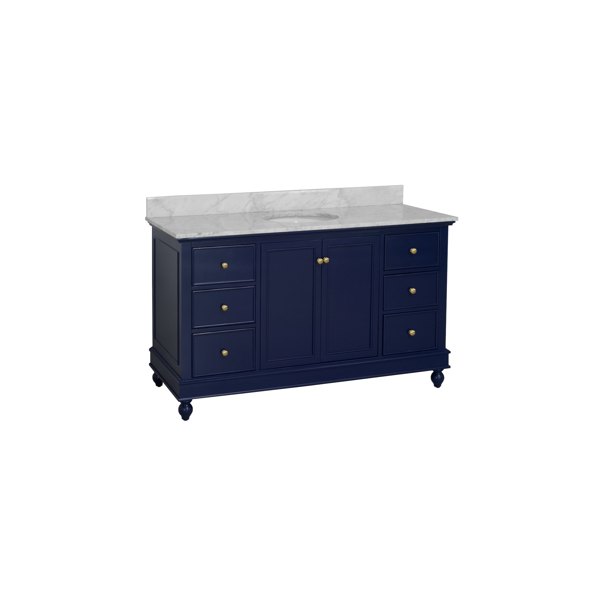 Ferdinand 60'' Single Bathroom Vanity, Carrara Marble, Royal Blue