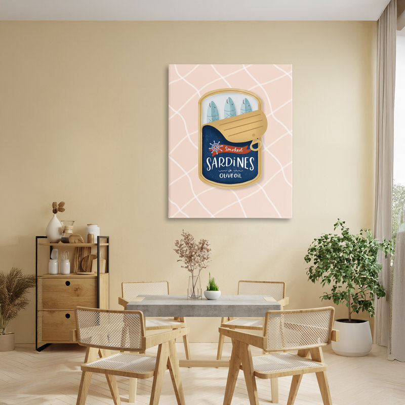 Toile de sardines nautiques, conception par Sandra Picco, H 40 po x l 30 po