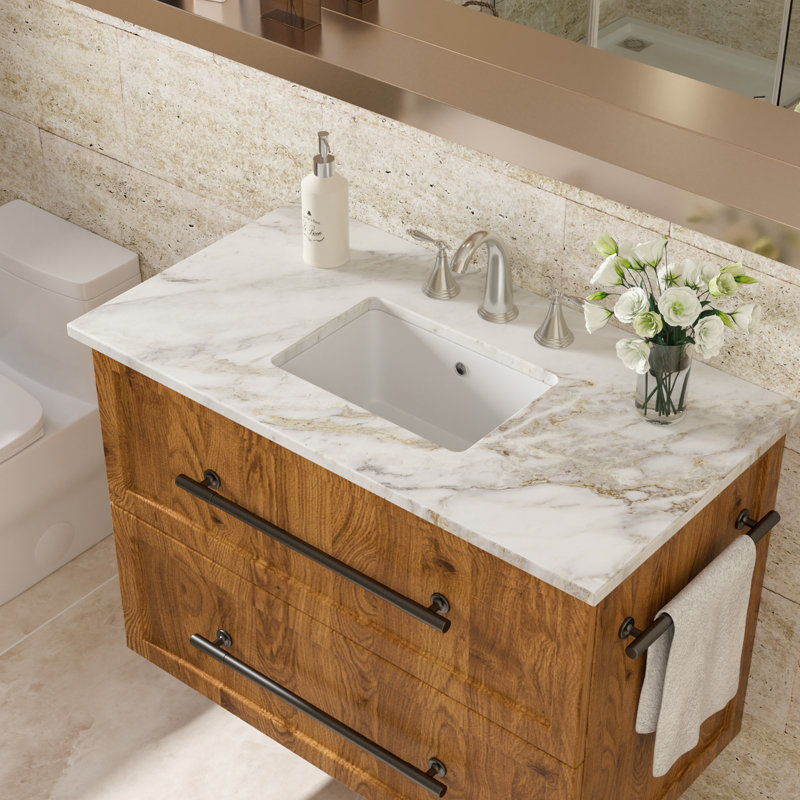 Lavabo de salle de bain rectangulaire encastré en céramique blanche avec trop-plein, 18 x 12 pouces | Idée de cadeau