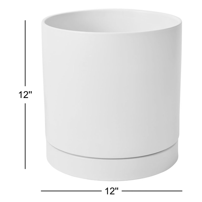 Carlotta Ceramic Pot Planter, Green, 12" H x 12" W x 12" D