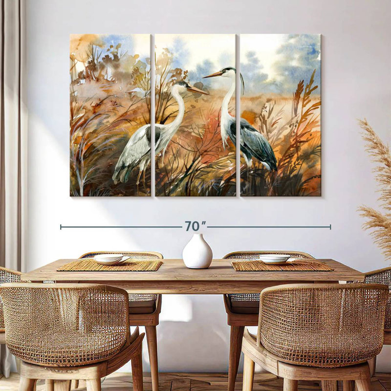Brampt Watercolor Herons, 42" H x 65" W