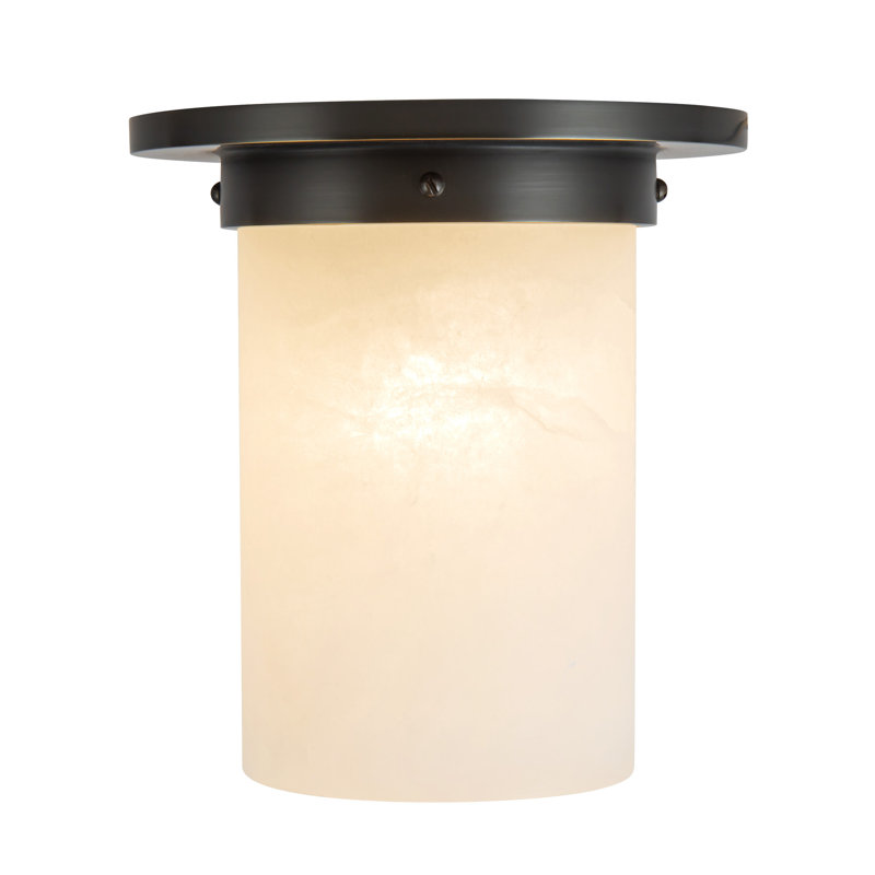 Mineral 8-in Brass Flush Mount, Alabaster, Oil Rubbed Bronze