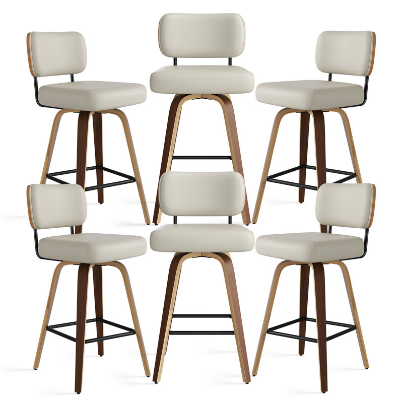 Tabouret pivotant rembourré à hauteur de bar, Terre, 6