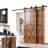 Black Rustic Straight Design Single Track Bypass Two Door Hardware Kit (Door Not Included)-34297659