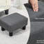 Repose-pieds gris anthracite, recouvert de lin, petit pour tous, confortable en gris, revêtement en tissu, salon de repos