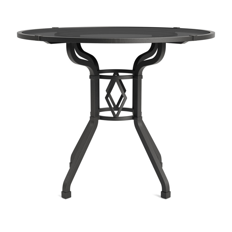 Venetian Outdoor Round Dining Table, Textured Pewter, 36" D