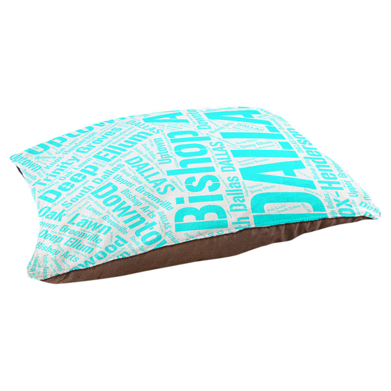 Coussin de chien « districts », Moyen (H 9,5 po x l 28 po x P 18 po), Cyan, Dallas