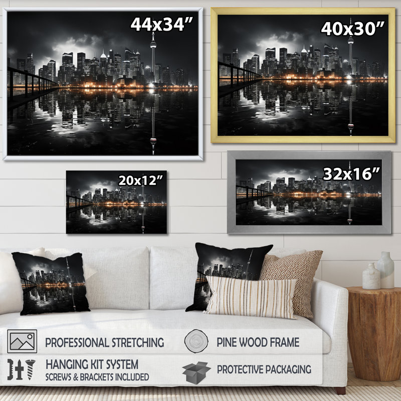 Canada Cityscape Noir I, H 12 po x l 20 po x P 1 po