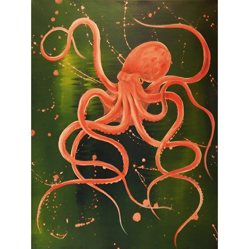 Pieuvre - reproduction sur toile, H 16 po x l 12 po