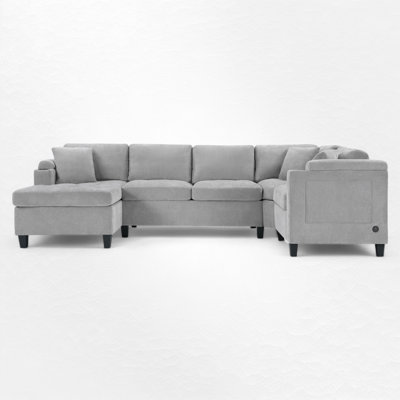 U-Shaped Sectional Sofa With Storage And USB Ports