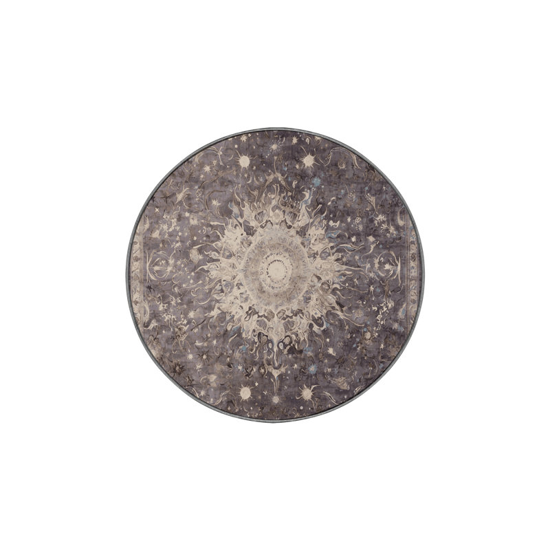 Machine Washable Gray Area Rug, Round 8'