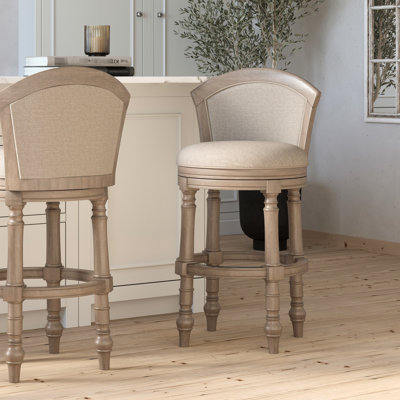 31 pouces - Tabouret de bar avec pivotement de 180 degrés, rembourré en gris et beige, poids 45,9 po, assemblage rapide avec dossier beige pivotant, hauteur, confort