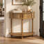 Console en demi-lune de 80 cm de large avec tablette de rangement et pieds en bois massif, table d'entrée moderne
