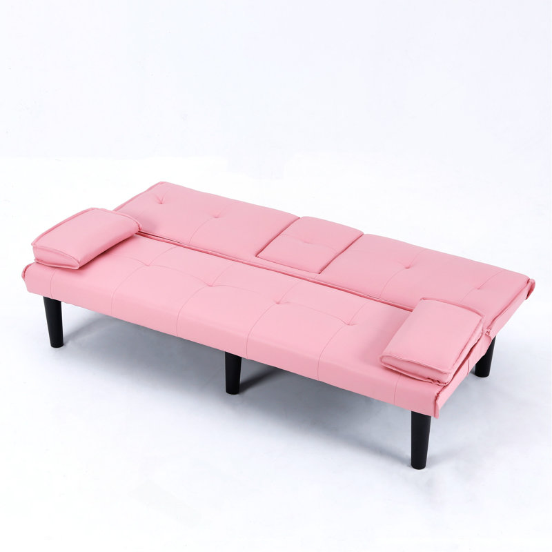 Canapé-lit multifonctionnel de 67 pouces (avec design pliable et porte-gobelet), Rose