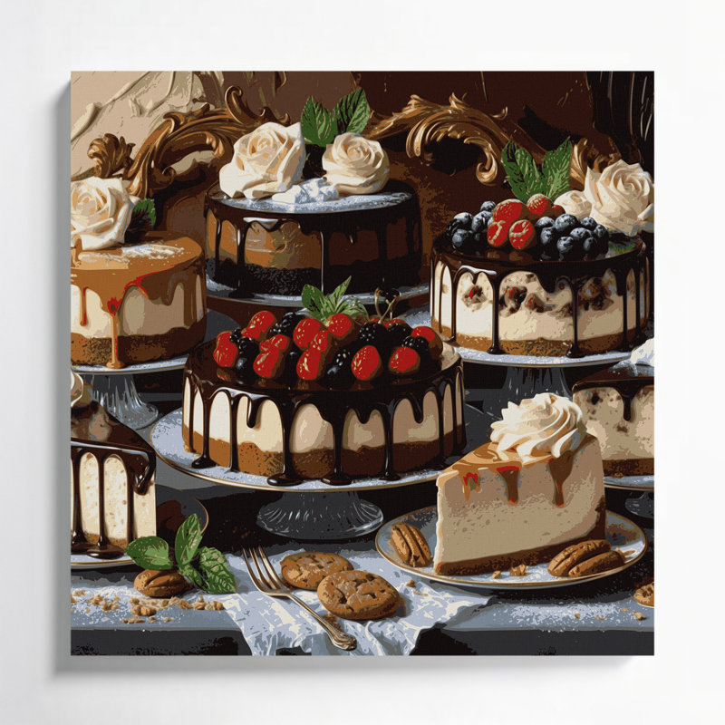 Art mural sur toile, "Desserts Cheesecake" noir, H 32 po x l 32 po