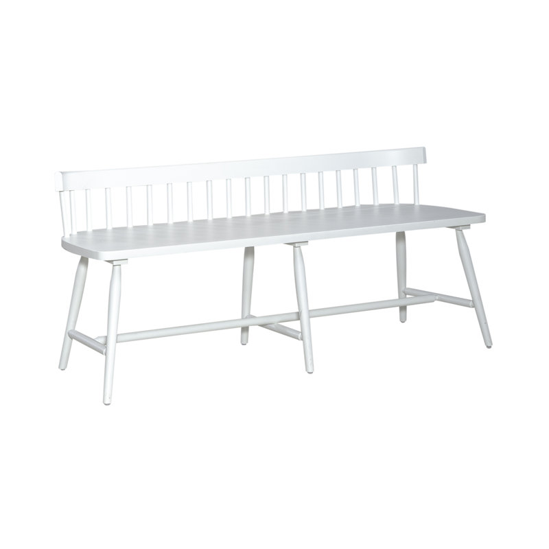 Shell White Rubberwood Spindle Back Bed Bench